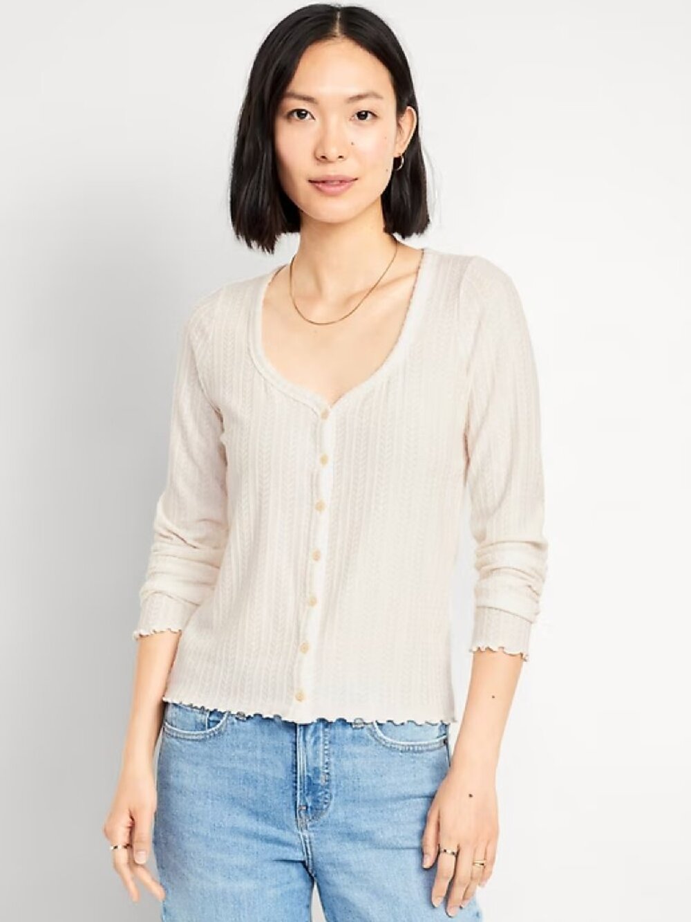Old Navy Cream Pointelle Cream Cardigan